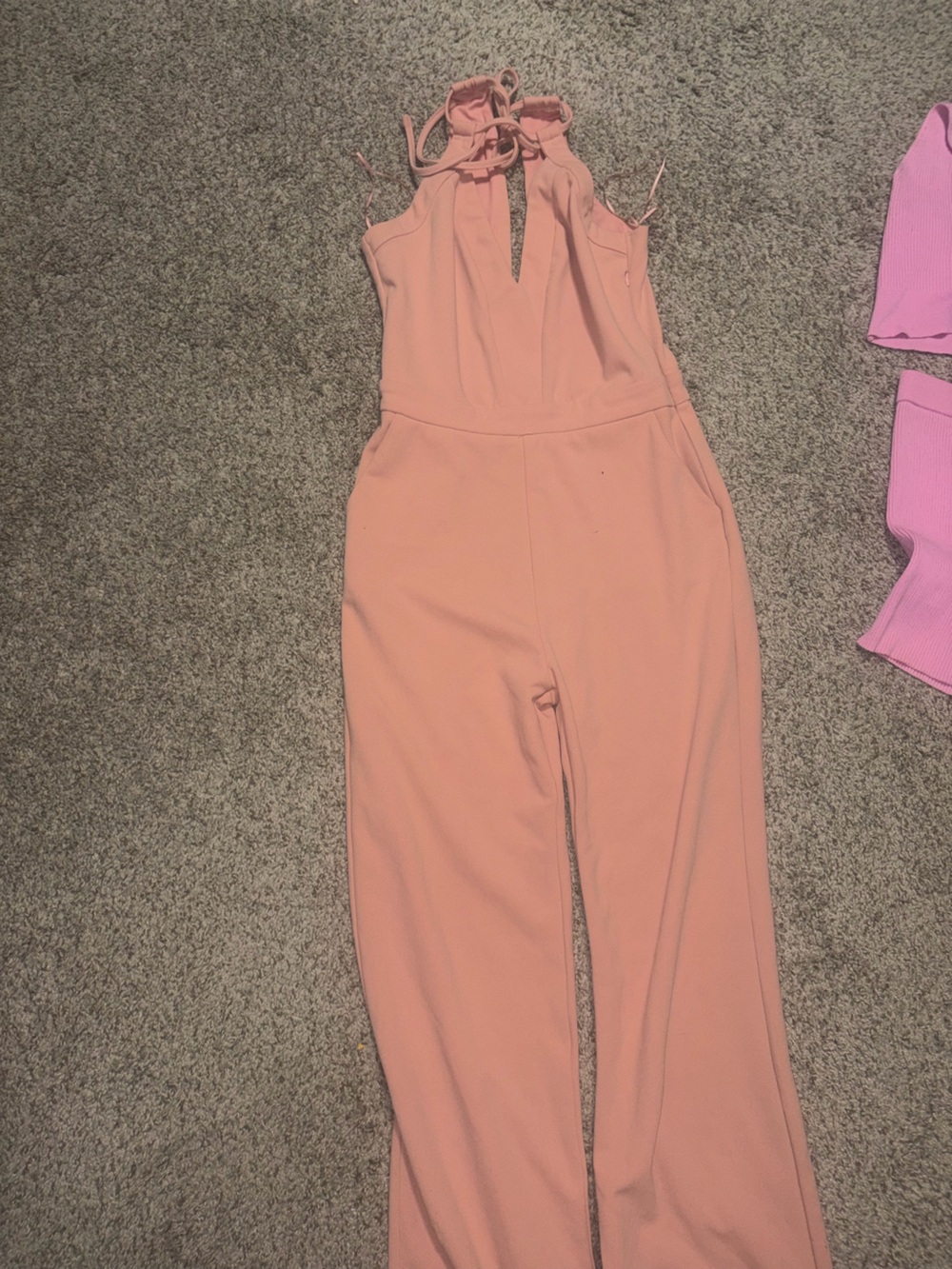 Fashion Nova Peach Pink Halter Jumpsuit🧡💛
